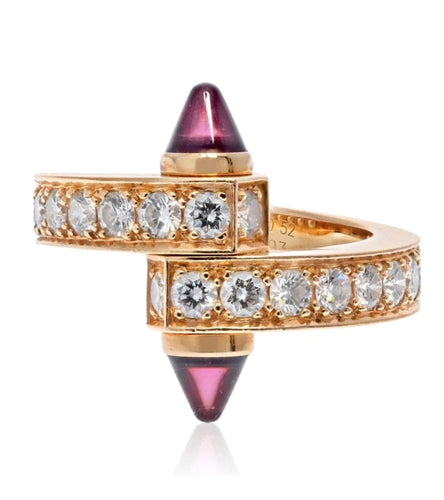 Bague 51 Cartier - Bague "Menotte" Or Rose, Diamants, Tourmalines Roses 58 Facettes