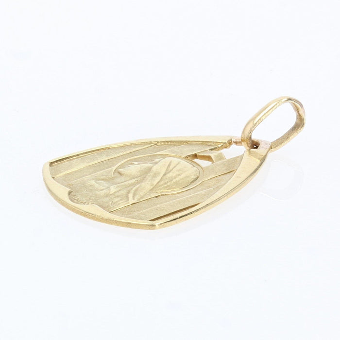 Pendentif Médaille triangulaire or jaune Vierge auréolée 58 Facettes 14-083