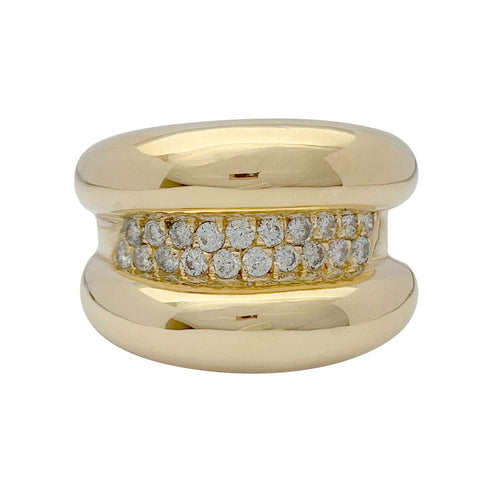 Bague 55 Bague godron or jaune, diamants. 58 Facettes 32102