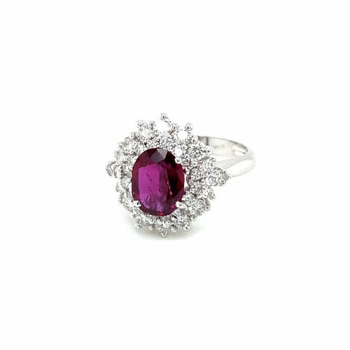 Bague Bague en grappe de diamants rubis de 1,94 carat certifiée par le domaine 58 Facettes