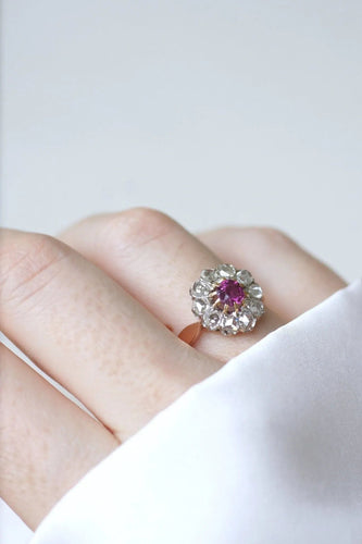 Bague Bague marguerite saphir rose, diamants 58 Facettes