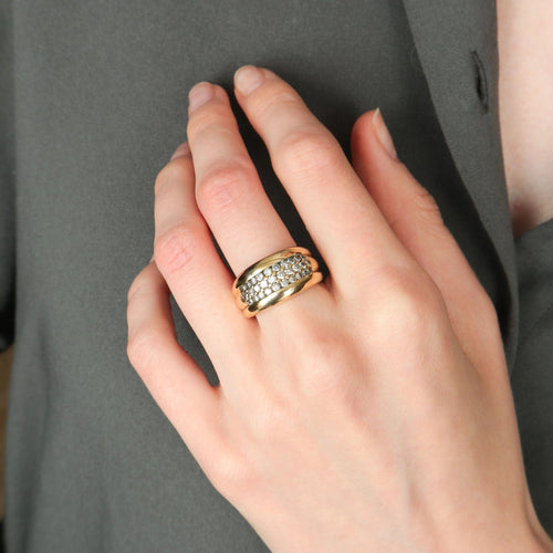 Bague 53.5 / Or Jaune / Diamants BAGUE JONC OR & DIAMANTS 58 Facettes BO/220057