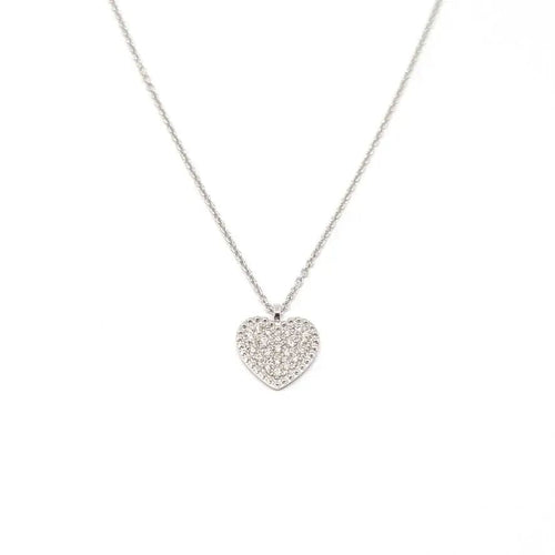 Collier Collier Coeur pavage diamants or blanc 58 Facettes