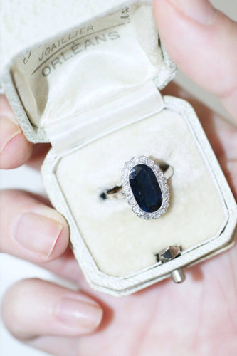 Bague Bague marguerite Art Déco saphir diamants 58 Facettes