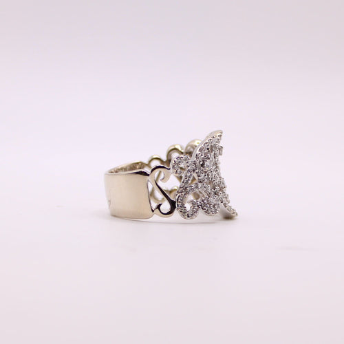 Bague 60 Bague or blanc arabesques diamants 58 Facettes