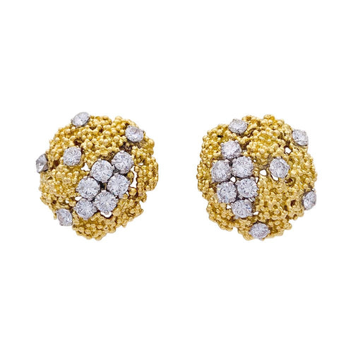 Boucles d'oreilles Boucles d'oreilles vintage Boucheron, or jaune, platine et diamants. 58 Facettes 32907