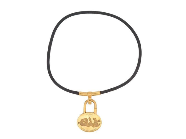 HERMES necklace single or double + padlock pendant 2003