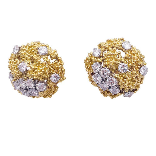 Boucles d'oreilles Boucles d'oreilles vintage Boucheron, or jaune, platine et diamants. 58 Facettes 32907