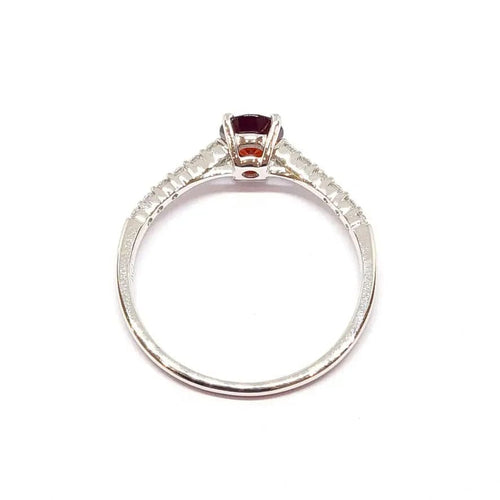 Bague Bague grenat rond diamants or blanc 58 Facettes