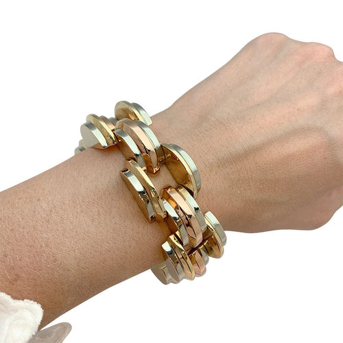 Bracelet Bracelet Tank, trois tons d'or. 58 Facettes 31963