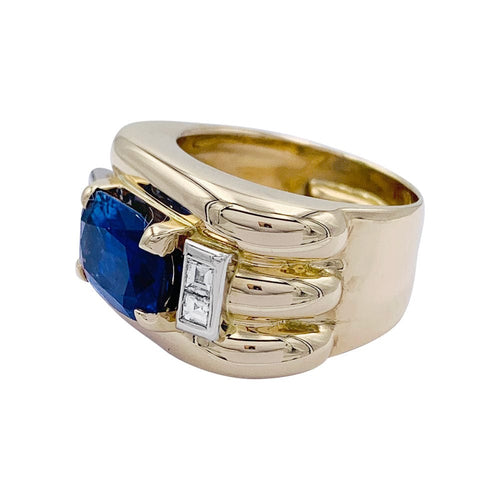 Bague 50 Bague, "Tank", or jaune, saphir, diamants. 58 Facettes 32294