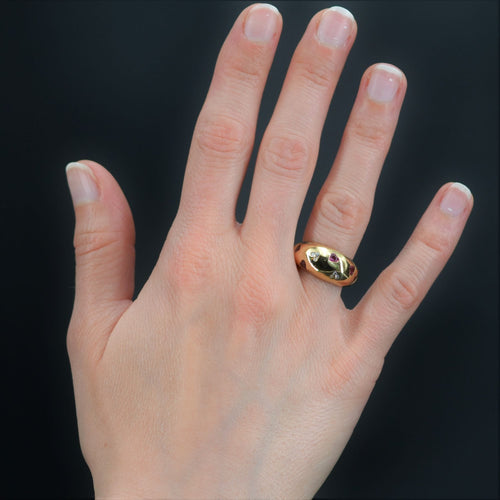 Bague 54 Bague jonc coeurs de diamants et saphirs roses 58 Facettes 21-770A