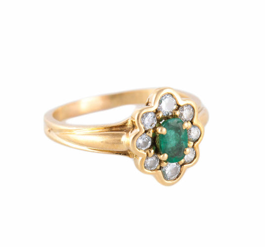 Bague BAGUE FLEUR, EMERAUDE & DIAMANTS 58 Facettes BO/220093 NSS