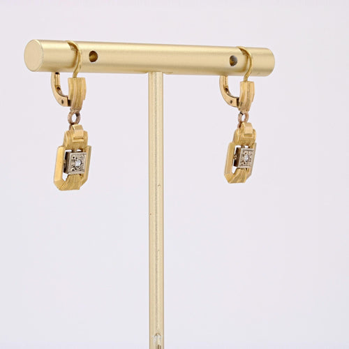Boucles d'oreilles Boucles d'oreilles pendantes géométriques 2 ors et diamants 58 Facettes 19-187