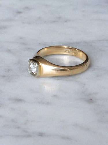 Bague Bague Jonc Solitaire vintage deux ors et diamant 58 Facettes