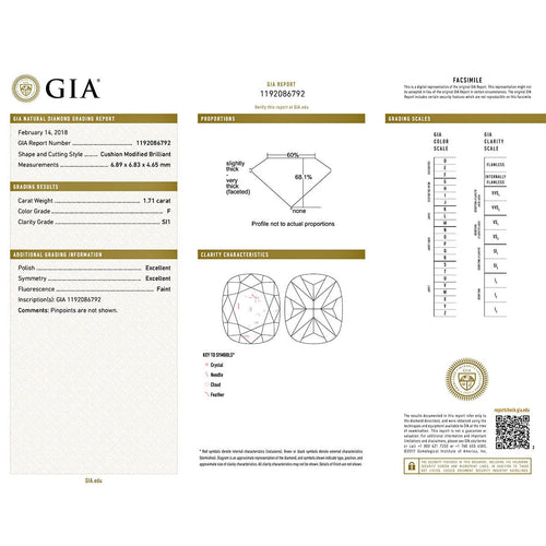 Bague 51 Bague diamant coussin, platine. 58 Facettes 32601