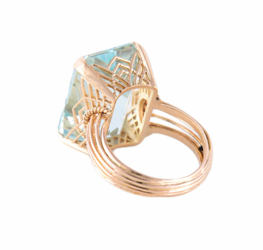 Bague BAGUE "SOUVERAINE" OR JAUNE & AIGUE-MARINE 58 Facettes BO/220116