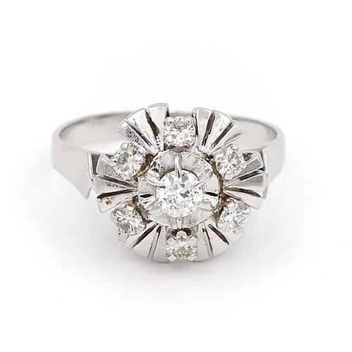 Bague 53 Bague Marguerite Or blanc Diamant 58 Facettes 2058074CN