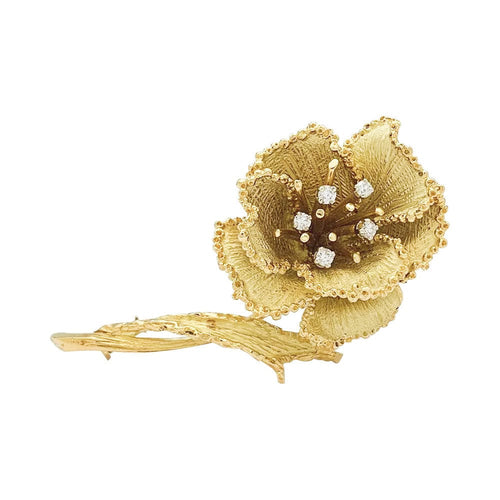 Broche Broche fleur or jaune et diamants. 58 Facettes 31887