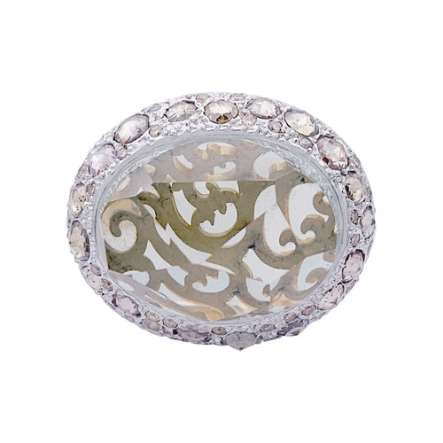 Bague 52 Bague Pomellato, "Tango", or rose, diamants bruns, diamants, prasiolite. 58 Facettes 32831