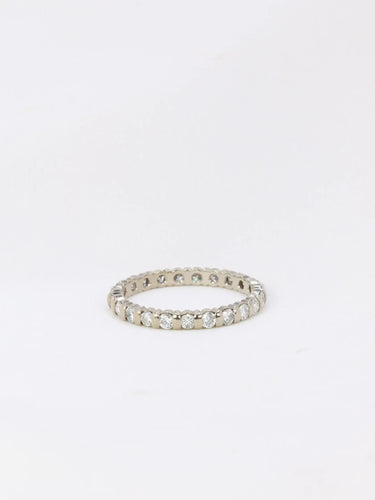 Bague Alliance américaine en or blanc et diamants 58 Facettes J59