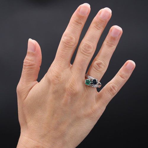 Bague 55 Bague toi et moi émeraude saphir diamants 58 Facettes CV80