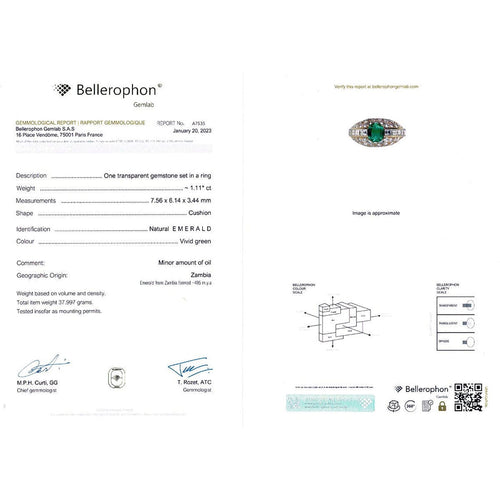 Bague 54 Bague or jaune, émeraude et pavage diamants. 58 Facettes 32324