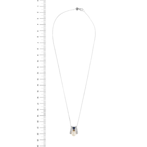 Collier Collier avec pendentif perle, diamant et saphir 58 Facettes 24021