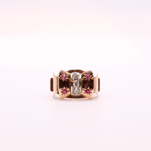 Bague Bague Tank pierre blanches, rubis 58 Facettes