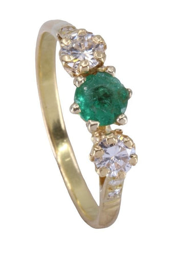 Bague 54 Bague Jarretière Or jaune Emeraude Diamant 58 Facettes 078201