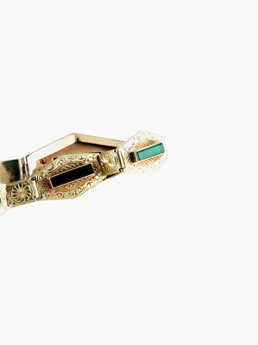 Bracelet Bracelet Art Deco or agate onyx 58 Facettes