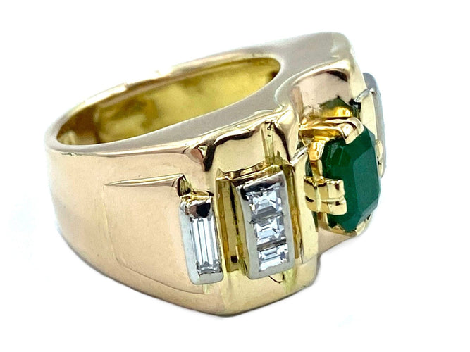 Bague Bague Tank 2 ors, émeraude et diamants 58 Facettes