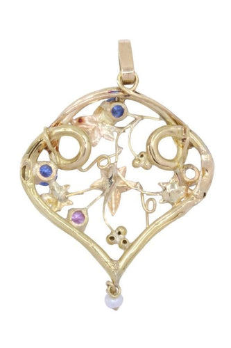 Pendentif Pendentif saphirs perle tourmalines 58 Facettes 079811