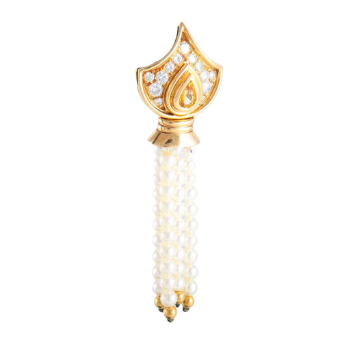 Boucles d'oreilles Boucles d'oreille citrine diamants et perles pendantes 58 Facettes