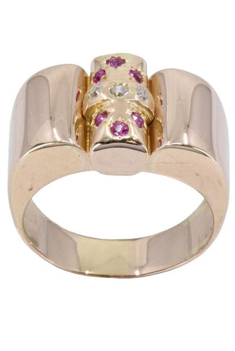Bague 61 BAGUE TANK RUBIS ET DIAMANTS 58 Facettes 057931