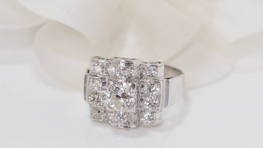 Bague 56 Bague ancienne en Platine et Diamants 58 Facettes 32222