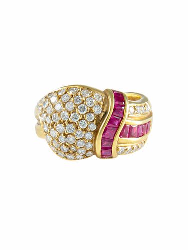 Bague 55 Bague Rubis calibrés Diamants 58 Facettes
