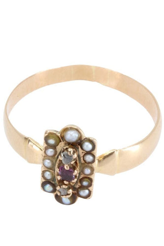 Bague BAGUE PERLES RUBIS ET DIAMANTS NAPOLÉON III 58 Facettes 053381