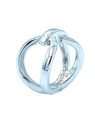 Bague HERMÈS. Bague Ever Chaîne d’ancre argent 58 Facettes