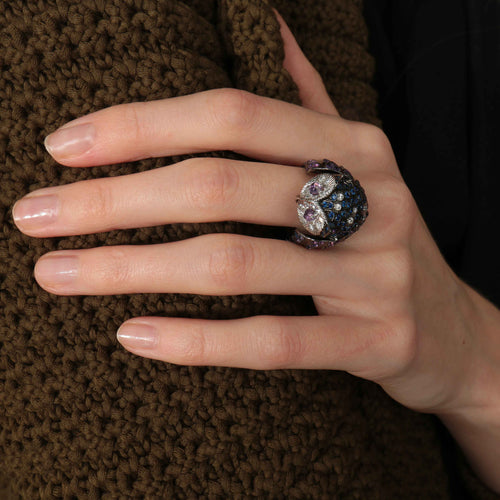 Bague 55 BOUCHERON - Bague Hibou Améthystes Saphirs Diamants 58 Facettes