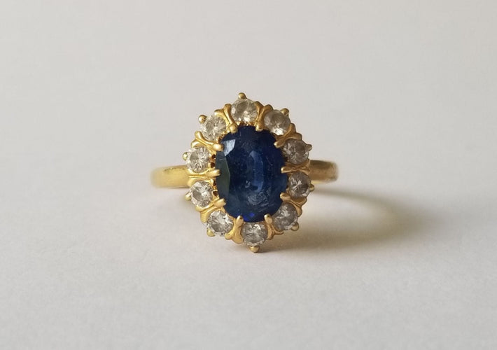 Bague 52 Bague Pompadour Or jaune Saphir Diamants 58 Facettes