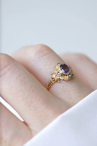 Bague Bague en Or jaune & Saphir Mauve 58 Facettes