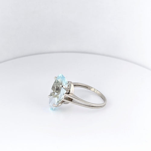 Bague Bague or blanc et aigue-marine 58 Facettes 24232