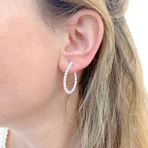 Boucles d'oreilles Boucles d'oreille créoles or blanc, diamants. 58 Facettes 32875