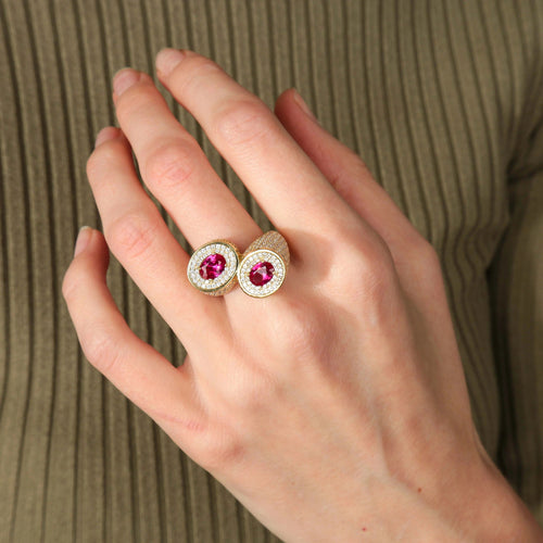 Bague BAGUE "ETREINTE" OR & ZIRCONIUMS 58 Facettes BO/220090