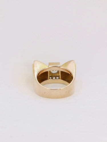 Bague 54 Bague tank Or jaune Platine Diamant 58 Facettes J135