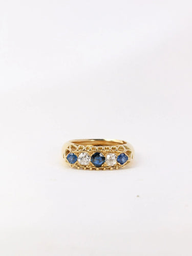 Bague Bague jarretière ancienne diamants saphirs 58 Facettes J7