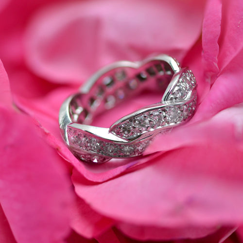 Bague 51 Alliance diamants entrelacée 58 Facettes 22-291