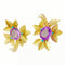 Boucles d'oreilles Boucles d'oreilles vintages, or jaune, améthystes, turquoises. 58 Facettes 31336