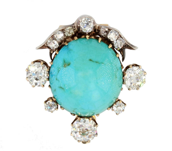 Broche Broche ancienne clip turquoise et diamants 58 Facettes 21-687